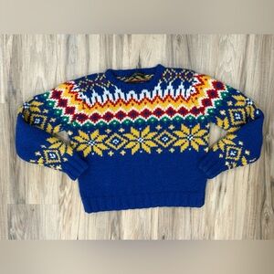 Ralph Lauren Colorful Hand Knit Wool Sweater